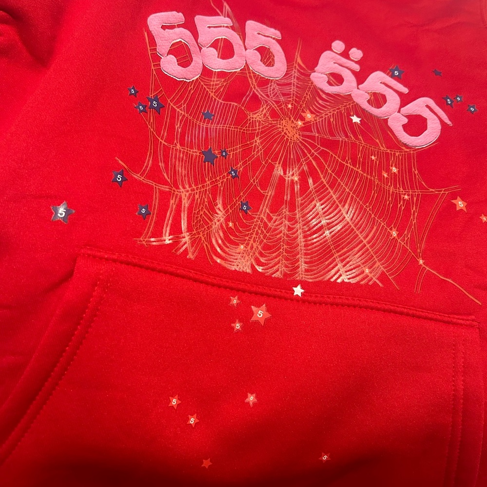 Red Hoodie with Spider Web Design